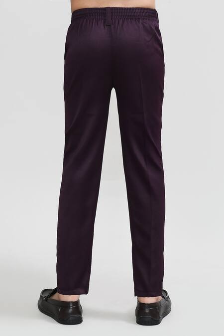 Petite Pomme_White Cotton, Polyester Wine Designer Boys Suit Set_at_Aza_Fashions