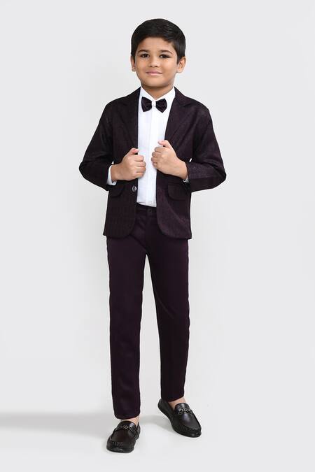 Buy_Petite Pomme_White Cotton, Polyester Wine Designer Boys Suit Set