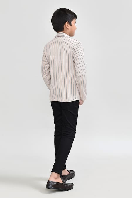 Petite Pomme Striped Blazer Set with T-shirt & Trouser 