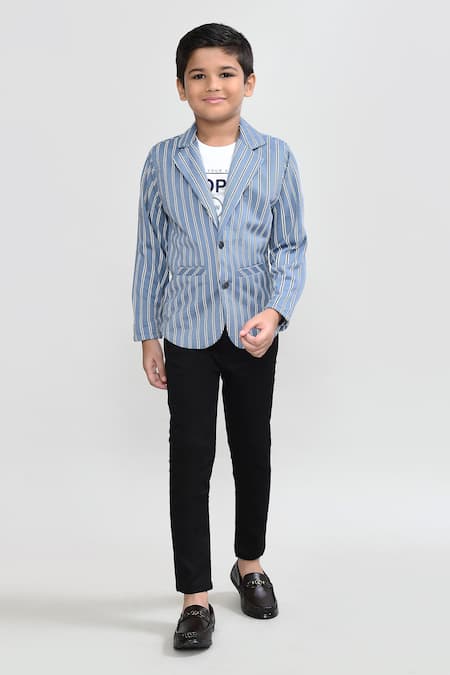 Arihant Rai Sinha Sky Blue Striped Blazer Set 