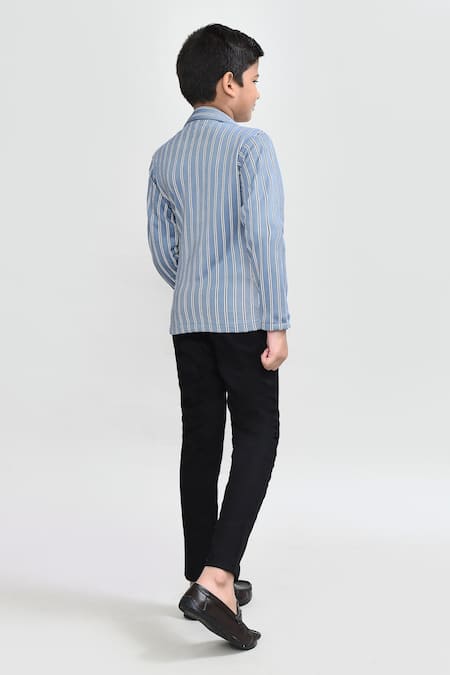 Petite Pomme Sky Blue Striped Blazer Set 