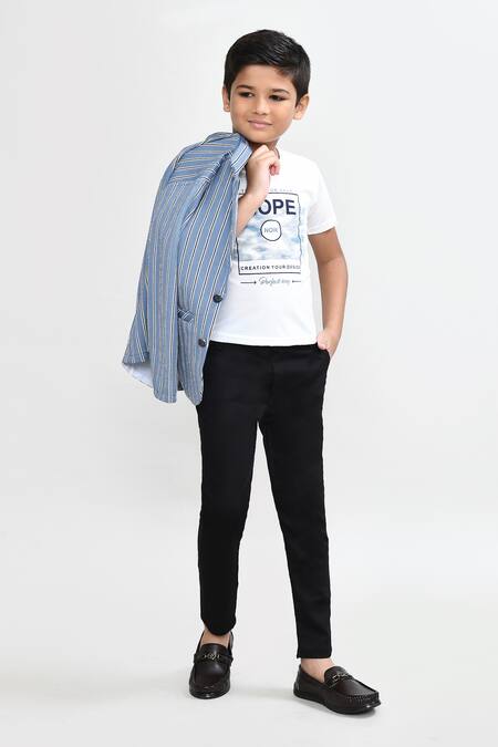 Petite Pomme_Sky Blue Cotton Striped Blazer Set _at_Aza_Fashions