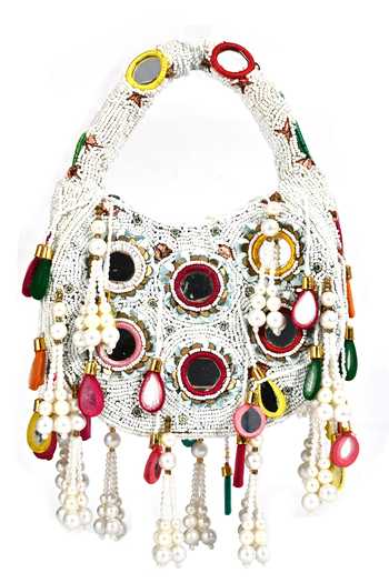 Nazaakat By Samara Singh Elegant White Half-Moon Bag