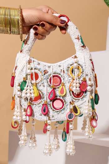 Nazaakat By Samara Singh Elegant White Half-Moon Bag