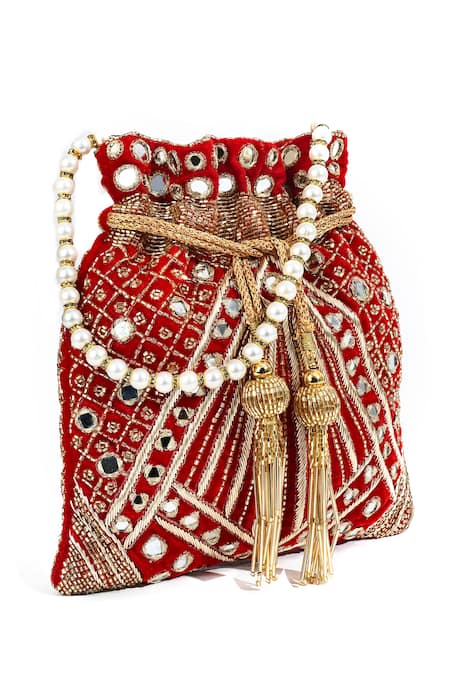 Nazaakat By Samara Singh Enchanting Golden Half-moon Potli Bag 