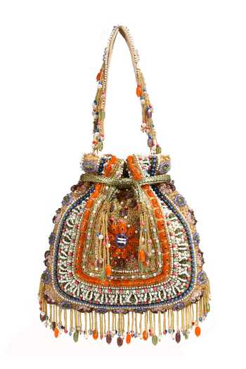 Nazaakat By Samara Singh Dazzling Silver Half-moon Potli Bag