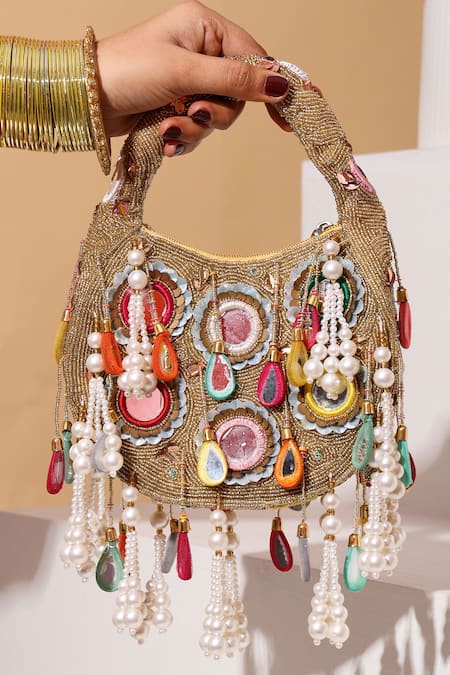 Nazaakat By Samara Singh Glamorous Red Half-Moon Bag 