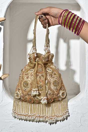 Nazaakat By Samara Singh Handcrafted Dabka Potli Bag 