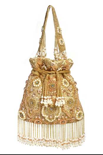 Nazaakat By Samara Singh Handcrafted Dabka Potli Bag 