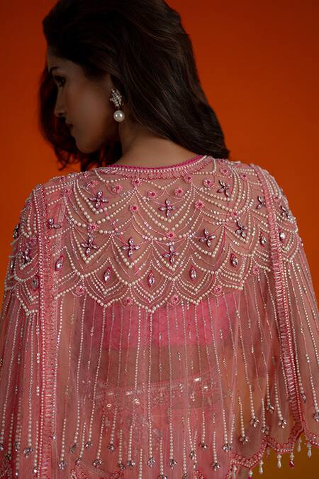 Buy Shashank Arya Pink Georgette, Modal, Satin Crystals, Pearls Floral Ombre Pre-draped Saree Set Online at Aza Fashions Buy_Shashank Arya_Pink Georgette, Modal, Satin Crystals, Pearls Floral Ombre Pre-draped Saree Set _Online_at_Aza_Fashions