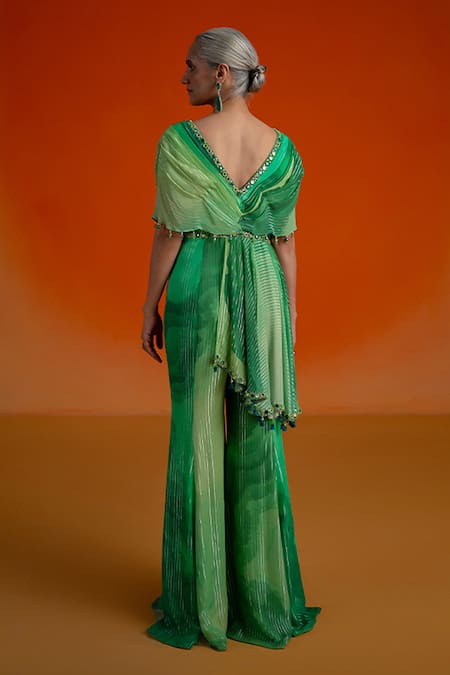 Shashank Arya Green Georgette Designer Jumpsuit 