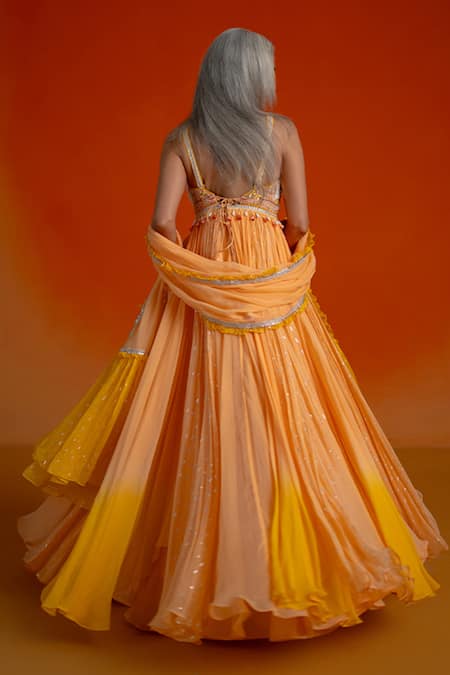 Shashank Arya Floral Print Anarkali Dress With Dupatta 