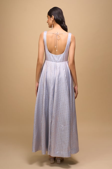 Samyukta Singhania Powder Blue Brocade Anarkali Dress 