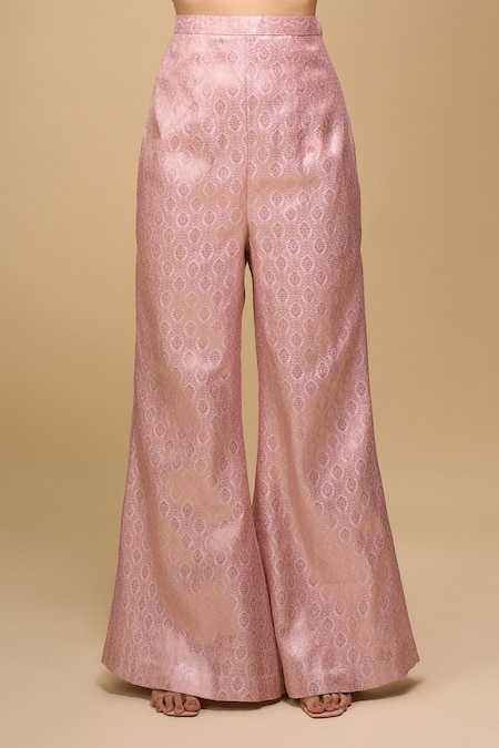 Buy Samyukta Singhania Blush Brocade Round Neck Pink Top And Pant Set Online at Aza Fashions Buy_Samyukta Singhania_Blush Brocade Round Neck Pink Top And Pant Set _Online_at_Aza_Fashions