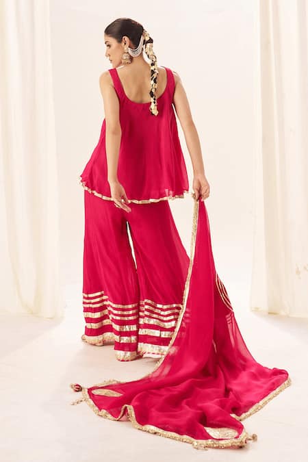 Muskann Kapadiaa Rose Pink Gota Patti Kurta Sharara Set 