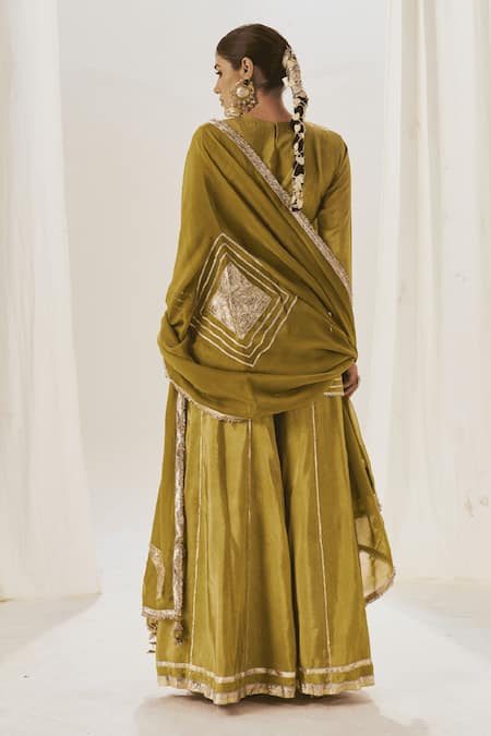 Muskann Kapadiaa Olive Green Gota Patti Kurta Palazzo Set 