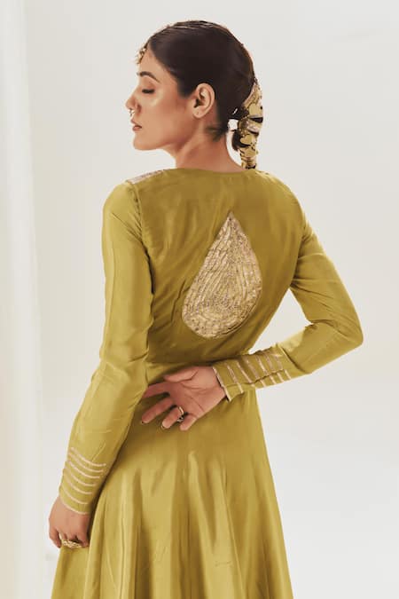 Muskann Kapadiaa Olive Green Gota Patti Anarkali Set 