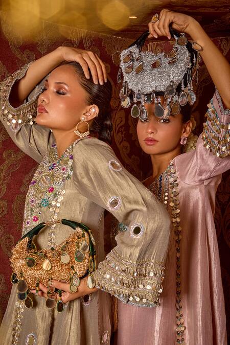 Shop Forever Noor Black Mirrors Seher Boat Bag Online at Aza Fashions Shop_Forever Noor_Black Mirrors Seher Boat Bag _Online_at_Aza_Fashions