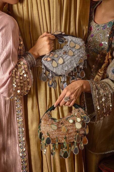 Shop Forever Noor Black Mirrors Seher Boat Bag Shop_Forever Noor_Black Mirrors Seher Boat Bag