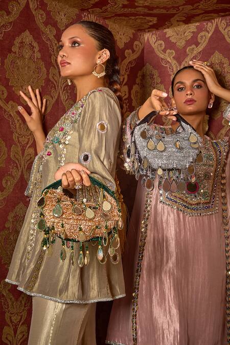 Forever Noor Green Seher Boat Bag at Aza Fashions Forever Noor_Green Seher Boat Bag _at_Aza_Fashions