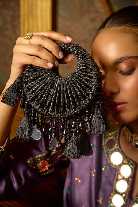 Forever Noor Kala Mini Black Rhinestone Bag 