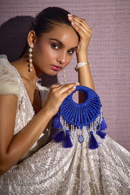 Forever Noor Electric Blue Designer Rhinestone Bag 