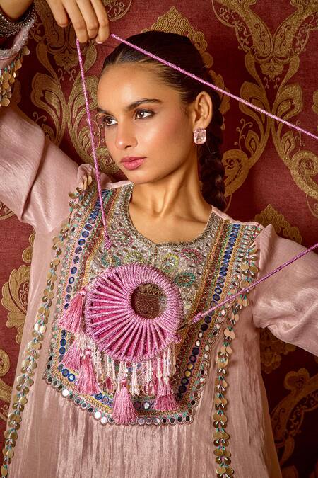 Forever Noor Pink Beads, Tassels The Kala Mini Designer Bag at Aza Fashions Forever Noor_Pink Beads, Tassels The Kala Mini Designer Bag _at_Aza_Fashions