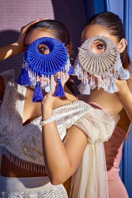 Forever Noor_Silver Tassels The Kala Mini Designer Bag _Online_at_Aza_Fashions