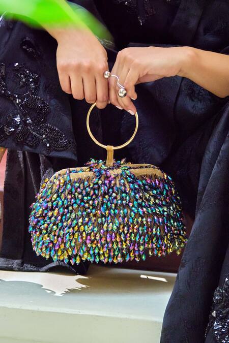 Forever Noor_Multi Color Beads Disco Drizzle Cloud Handbag _Online_at_Aza_Fashions