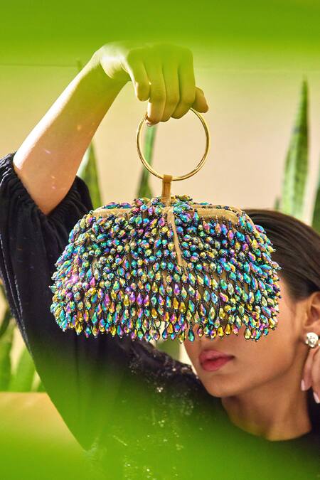 Shop_Forever Noor_Multi Color Beads Disco Drizzle Cloud Handbag _Online_at_Aza_Fashions