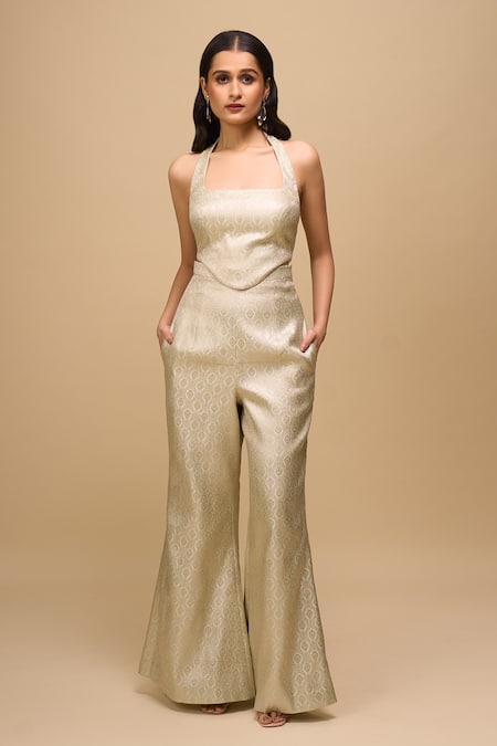 Samyukta Singhania Mint Green Brocade Top & Pant Set 