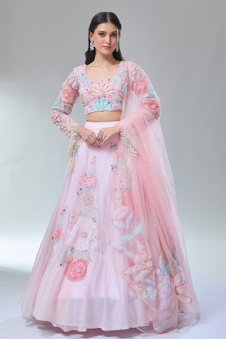 Divya Kanakia Venus Hand Embroidered Fairytale Lehenga Set 