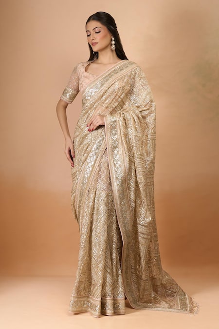 Buy Tarun Tahiliani Gold Silk Sequins, Zari, Embroidery Blush Saree Set With Embellished Blouse Online at Aza Fashions Buy_Tarun Tahiliani_Gold Silk Sequins, Zari, Embroidery Blush Saree Set With Embellished Blouse _Online_at_Aza_Fashions