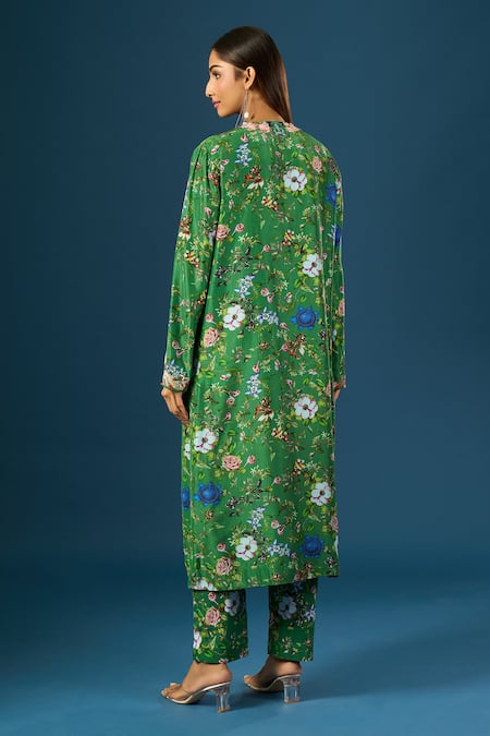 Anamika Khanna Emerald Floral Kurta Set 