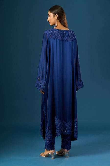 Anamika Khanna Indigo Embroidered Tunic Set 