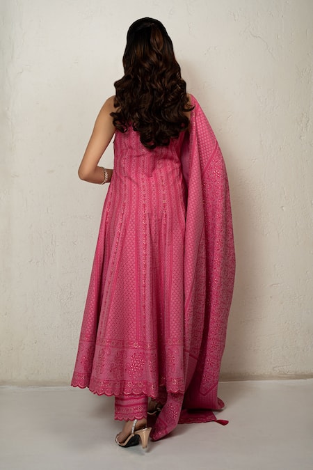 Safaa Fuchsia Pink Designer Anarkali Set 