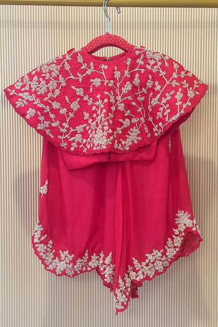 Buy Rage Attire-Sweta Saria Pink Embroidery Cape Blouse And Palazzo Set Online at Aza Fashions Buy_Rage Attire-Sweta Saria_Pink Embroidery Cape Blouse And Palazzo Set _Online_at_Aza_Fashions