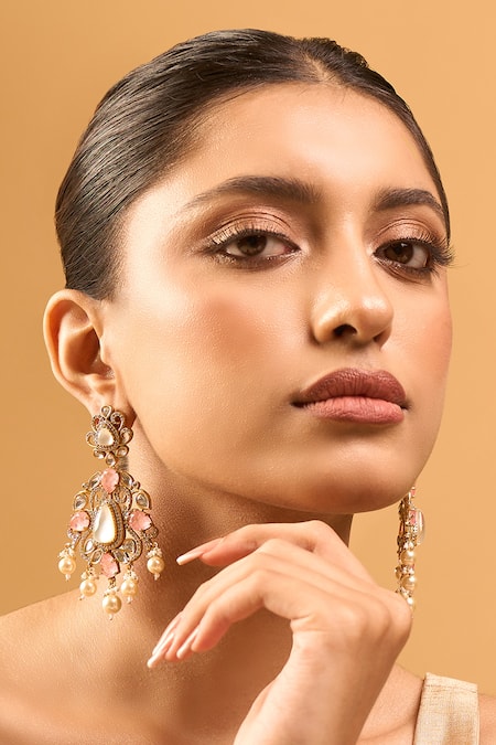Samyukta Singhania Kundan Pink Earrings 