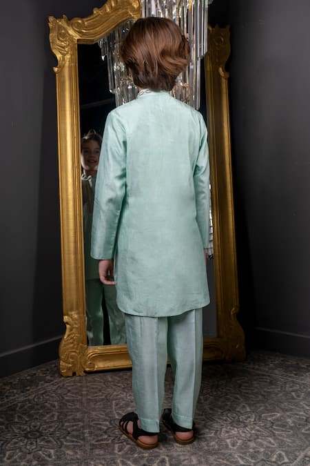 Hoity Moppet Mint Green Embroidered Kurta Set 