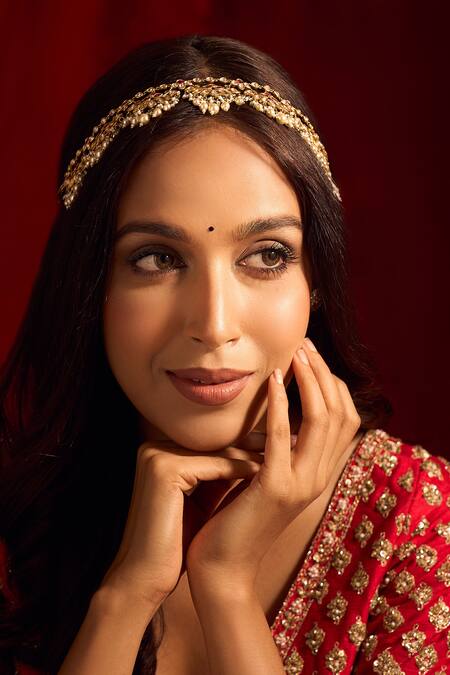 Buy_Nazaakat By Samara Singh_Pink Kundan Ruby Mathapatti _Online_at_Aza_Fashions