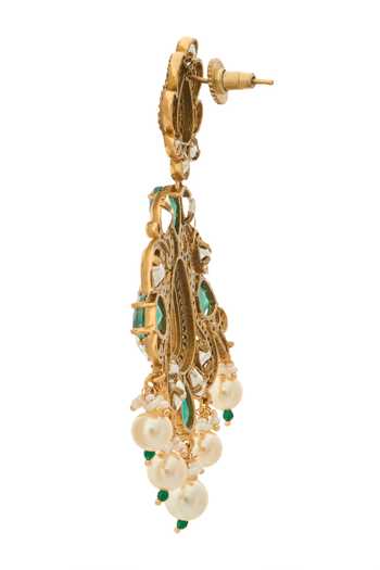 Nazaakat By Samara Singh_Green Kundan Earrings _at_Aza_Fashions