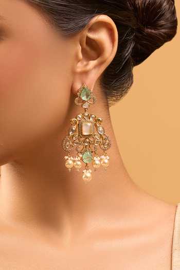 Buy Nazaakat By Samara Singh Blue Mint Green Kundan Earrings Online at Aza Fashions Buy_Nazaakat By Samara Singh_Blue Mint Green Kundan Earrings _Online_at_Aza_Fashions