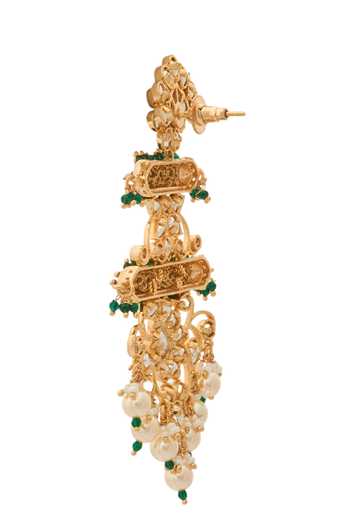 Buy Nazaakat By Samara Singh Green Zari, Pearls Kundan Earrings Online at Aza Fashions Buy_Nazaakat By Samara Singh_Green Zari, Pearls Kundan Earrings _Online_at_Aza_Fashions