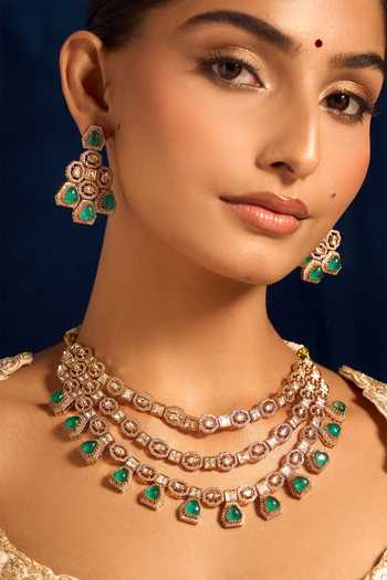 Nazaakat By Samara Singh Mint Green Kundan Necklace And Earring Set at Aza Fashions Nazaakat By Samara Singh_Mint Green Kundan Necklace And Earring Set _at_Aza_Fashions
