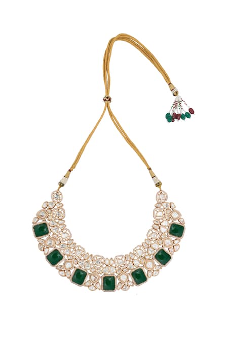Buy_Nazaakat By Samara Singh_Green Kundan Necklace Set 