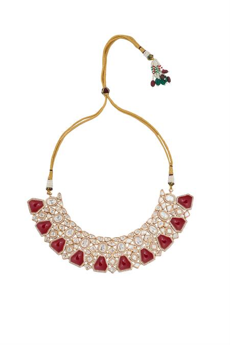 Buy Nazaakat By Samara Singh Red Ruby Kundan Necklace Set Buy_Nazaakat By Samara Singh_Red Ruby Kundan Necklace Set