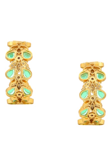 Buy_Ruby Raang_Green Stones Natural Earrings _Online_at_Aza_Fashions