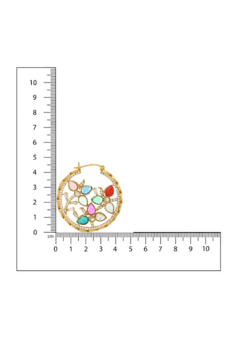 Ruby Raang Multi Color Gemstones, Navratan Round Earrings Online at Aza Fashions Ruby Raang_Multi Color Gemstones, Navratan Round Earrings _Online_at_Aza_Fashions