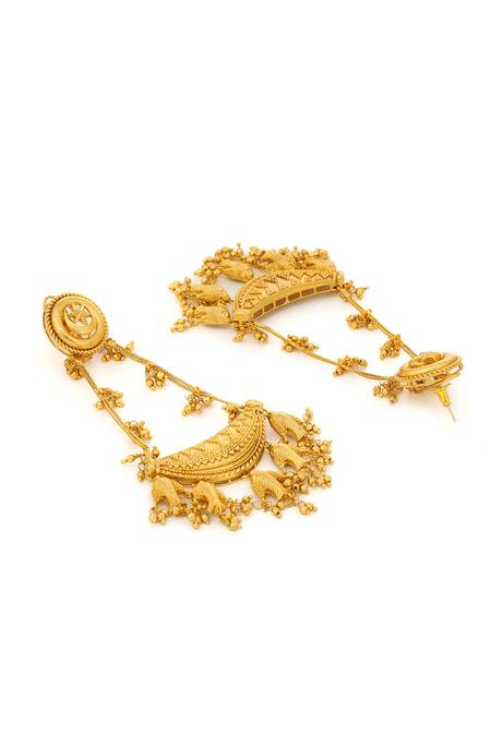 Buy_Ruby Raang_Gold Plated Beads Antique Finish Earrings _Online_at_Aza_Fashions