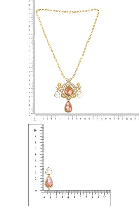 Shop Ruby Raang Multi Color Imitation Gemstones Natural Earrings And Necklace Set Online at Aza Fashions Shop_Ruby Raang_Multi Color Imitation Gemstones Natural Earrings And Necklace Set _Online_at_Aza_Fashions